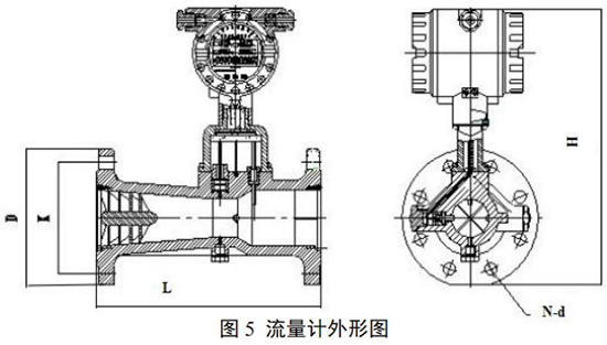 溫壓補(bǔ)償旋進(jìn)旋渦流量計外形圖